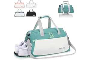 Hnyoou Large Gym Bag Duffle Bag, Sports Bag Travel Bags for Women Men with Shoes Compartment and Waterproof Wet Pockets, Sports Bags for Sport Traveling Swimming Yoga Hiking Camping, Green