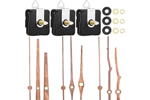 3 Pièces Mouvement d'Horloge à Arbre Long avec 3 Types de Aiguilles d'Horloge en Bois de Noyer avec Pasteurs Crochets Convient pour Horloge (Convient pour Horloge 12 Pouces)