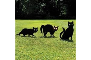 HHH HUNTING 3pc Black Cat Scarers For Gardens Powder Coated Steel Figures For Cat Deterrent And Bird Deterrent Products Freestanding Cat Scarer And Bird Scarers For Gardens Pigeon Magpie Seagull