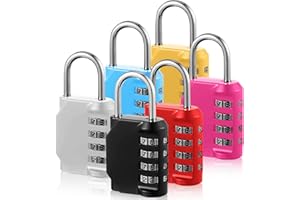 TLIDFGEO 6 Packungen 4 Stelliges Zahlenschloss Vorhängeschloss, Schloss mit Zahlencode Outdoor Schlüssel Vorhängeschloss zahlenschloss mit Gehärtetem Schäkel für Schule Turnhalle Tür Schließfach, Tor, Zaun