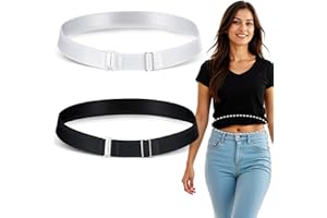 Tyqour 2PCS Shirt Tuck Band Women Tucky Belt Adjustable Elastic Belts for Women Perfect for Cropping Shirts, Sweaters and More (Black & White)