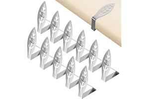 VINATO 12 Pezzi Tovaglia Clip in Acciaio Inox, Ferma Tovaglia da Esterno, Design a Foglia, Adattano a Tavoli con Spessore Fino a 4 cm, Fermatovaglia da Tavola per Picnic, Barbecue, Matrimoni, Feste