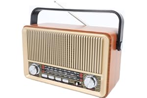 Glovios Retro Radio AM/FM/SW kofferradio mit 1200mAh Akku& Bluetooth 5.1,AUX/USB/TF Unterstützung - Für Küche, Büro Und Zuhause, Einfaches Radios für Senioren