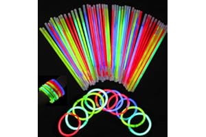 Kmruazre Pacco di 100 Barre Luminose per Party, Braccialetti Fluorescenti Luminosi con 100 connettori Braccialetto per la Festa, Compleanno