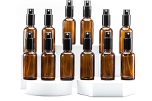 YIZHAO Bottiglie Spray Vetro 30ml, Ambra Spruzzino Nebulizzatore Piccolo, per Olii Essenziali, Profumo, Pulizia, Cosmetici, Viaggio, Farmacia - 12 Pcs