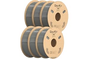GratKit PETG Filamento per stampante 3D 6 kg, filamento PETG 1,75 mm, -0,03 mm, filamento per stampa 3D, 6 * 1 kg,Grigio