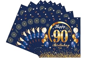 COSORO 20pcs Navy Gold 90th Birthday Napkins,80th Birthday Serviettes for Men Women,90th Napkin Serviettes for 90th Birthdays Table Decorations,Birthday Party Tissue for Him Her 90th Birthdays Decoration