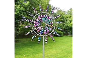 LIANGERMAO Magische windmühle, Magische windmühle aus Edelstahl, Unverwechselbar Garten Windmühle,Windspiel, Windmühle Garten Geeignet für Garten, Terrasse, Rasen, Innenhof Landschaft Dekoration (Buntes)