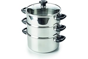 Beka 12030034 Polo Cuit Vapeur 3 Corps + Couvercle Verre en acier Inoxydable 24 cm