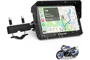 Carpuride W502 Motorcycle GPS Wireless Apple Carplay and Android Auto Waterproof Portable Car Stereo, 5" IPS Touch Car Screen with Dual Bluetooth, Navigation/Siri/Google Assistant for Motorbike