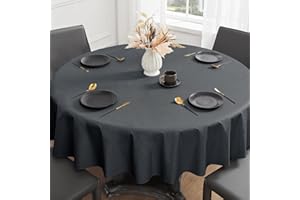 Romanstile Wachstuchtischdecke rund 120 cm Dunkelgrau Outdoor runde Tischdecke PVC Tischtuch abwaschbar wasserdicht wetterfest fleckenschutz für Gartentisch,Esstisch,Garten,Balkon,Couchtisch
