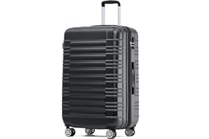 BEIBYE Zwillingsrollen Reisekoffer Koffer Trolleys Hartschale M-L-XL-Set (Schwarz, XL)