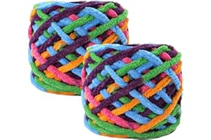 ‎MAXEE Maxee Dicke Wolle Garn 180 g(90 g*2), ca.130 m, Super Soft Knitting, Grobstrick Weiches Wollgarn, zum Häkeln für Decke, Perfekt zum Weben von Schals, Mützen, Decken, Zierkissen-Bunt 50