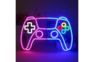 LUCUNSTAR Neonowa tabliczka do zabawy, dekoracja ścienna, neonowe światło, konsola do gier, tabliczka LED, zasilana przez USB, do pokoju zabaw, strefy zabaw, salonu