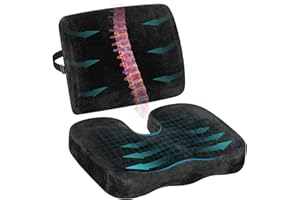 rattantree Cojín lumbar ergonómico y cojín lumbar, cojín lumbar de espuma viscoelástica y cojín transpirable con funda de tela antideslizante, alivia la tensión de espalda y cadera, para silla de