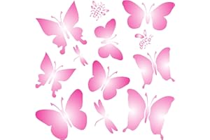 STENCIL COMPANY Schmetterlings-Schablone – 21,5 x 21,5 cm (L) – Wiederverwendbare Libellen Schmetterlinge Bienen Wandschablone