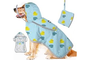 Eyein Dog Raincoat Waterproof, Hooded Dog Rain Coat with Mesh Lining Lightweight, Adjustable Dogs Jacket Poncho with Storage Pocket Reflective for Small Medium Large Dogs