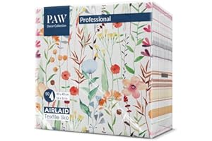 PAW DECOR COLLECTION PAW - Servilletas Papel Airlaid (40 x 40 cm) I 50 Piezas I Servilletas de Tela I Ideal para Bodas, Bautizos, Comuniones, Cumpleaños I Decoración de Mesa I Similar al Tejido I Flores de Acuarela