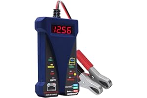 MOTOPOWER MP0514B cyfrowy tester baterii 12 V, woltomierz i system ładowania, analizator z wyświetlaczem LCD i wyświetlaczem LED – niebieski