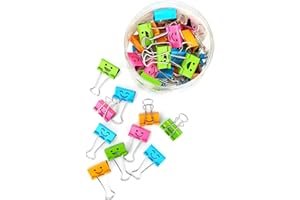 ‎D.RECT D.RECT Smiles Foldbackclips für Büro - Foldback Klammern 48x 25mm, Vielzweckklammern Papier - Metall Binder Clips für Bürobedarf Notizen und Gewürzklammer Verpackung - Büroklammern Bunt Gross