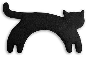 ‎LESCHI LESCHI Wärmekissen - Körnerkissen für Mikrowelle - Tier Katze Schwarz - anschmiegsames Nackenkissen mit Bio Weizen - ideal als Wärmespender im Winter und bei Verspannungen an Nacken Schulter Hals