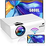Proyector WiFi, WiMiUS 5800 Proyector WiFi Portátil Full HD Soporta 1080P Audio AC3 Mini Proyector 720P Nativo 80000 Horas Pr