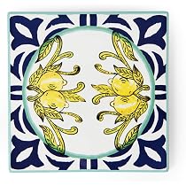 Excelsa Dessous De Plat Maiolica Blue - Céramique Et Liège, 16x16cm, Résiste à 200°C