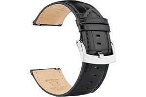 OTTOODY Bracelets de Montre Cuir de Grain d'alligator 18mm 20mm 21mm 22mm, Élégant Bracelet Montre Cuir à Dégagement Rapide, Homme Femme Remplacement pour Montre et Montres Connectées