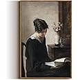 VIYYIEA Vintage Framed Portrait Wall Art Decor, Living Room Bedroom Woman Reading Pictures Classical Wall Decor, Framed Canvas Prints Artwork, Retro Lady Paintings,16x24 Inch