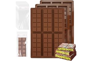 KINETICKRAFT 3 Pièces Moules à Tablette de Chocolat Profonds, Moule à Chocolat en Silicone, Moule Tablette Chocolat Dubai en 100 Sacs, Moules à Chocolat Super Profonds pour Barres Protéinées, Énergétiques, Praline