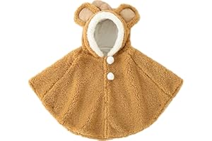 ITODA Mignon Cape à Capuche Bébé Garçon Filles Sweat À Capuche Laine Doux Poncho Cape Tout-Petits Manteau à Capuchon Coupe-Vent Hiver Automne Vêtements d'extérieur Chaude Châle pour Enfants 0-3ans