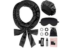 Baolivi Satin Heatless Curls Lockenwickler Über Nacht, Weich Lockenband für Locken Ohne Hitze, 70" Heatless Overnight Curls Band Haarband, 10 Stück DIY Hitze freie Hair Curler Set, Schwarz
