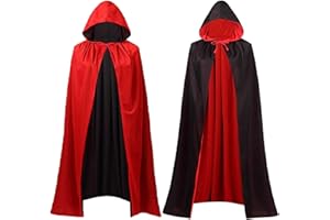 KYWLCO Halloween Vampir Umhang, Unisex Reversible Doppelseiten Hexen Capes für Halloween Maskerade Party Cosplay Kostüme mit Schwarz Rot (140cm)
