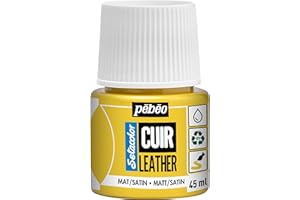 Pebeo-Setacolor Cuero-Pintura acrílica para cuero y polipiel -Personalización de bolsos, zapatos, zapatillas -Resistente a arañazos, dobleces y roces - Acabado mate/satinad o-Amarillo Brillante -45 ml