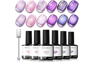 Modelones Lakier do paznokci UV Cat Eye zestaw 6 kolorów - Viollet Glitter