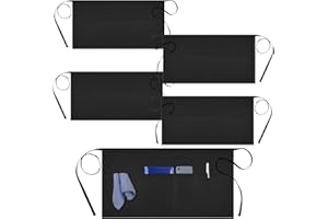 COWANIEE 5 Pack Waitress Apron, Black Aprons Catering, Half Apron with 3 Pockets for Kitchen Restaurant Work Waitress Chef Waiter Cooking Baking