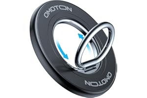 OMOTON Uchwyt magnetyczny na telefon komórkowy – obracany o 360 stopni uchwyt na telefon komórkowy uchwyt na palec do iPhone 14 Pro Max Plus, 13 12 Pro Max Mini, smartfon z metalową płytką, czarny