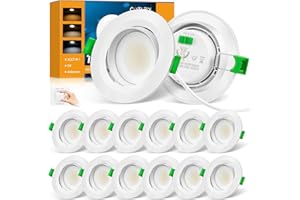 COTLEDL LED Einbaustrahler 230V 5W LED Spots Dimmbar Deckenspots 68mm Warmweiß Neutralweiß Kaltweiß IP44 Schwenkbarer Einbauleuchten Deckenleuchte für Badezimmer Wohnzimmer 12er Set