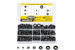 JOCAHULFX 300 Pcs Rubber Grommets Kit, Electrical Cable Holes Grommets, 7 Sizes Black Blanking Grommets, Rubber Hole Plugs, Conductor Wiring Gasket Ring Grommets Assortment Kit for Protecting Cable Wire Plugs