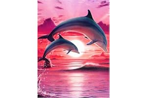VETPW 5D DIY Diamond Pasted Painting Kit, Pittura Diamante Kit Completo, Delfino Strass Fai da te Ricamo a Punto Croce Arts Craft per Home Wall Decoration(30x40CM)