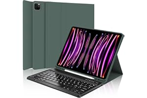 WINCHKING Tastiera per iPad Pro 12.9, Cover con Tastiera per iPad pro 12.9, Custodia QWERTY Bluetooth Magnetica Keyboard per pro 12.9 pollici 6/5/4/3 Generazione, Verde Scuro
