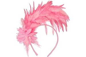 MWOOT Feder Haarschmuck Haarreif, 1920er Fascinator Kopfschmuck für Damen, Feder 20er Jahre Stirnband mit Künstlichen Blumen für Karneval Cocktail Hochzeit Tee-Party Accessoires
