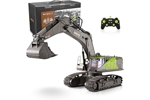 nmoiww 1:14 Excavatrice télécommandée pour enfants Excavatrice Jouet à 360° Peut soulever 22 modes Jouet Véhicule de Construction Vert