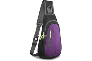 TITECOUGO Small Sling Bag Lightweight Crossbody Bag for Women Rucksack for Men Running Backpack Travel Chest Pack Shoulder Daypack for Hiking Outdoor Gym Work Sports Black/Purple