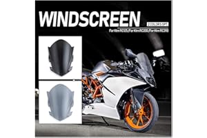 FATEXPRESS Moto Double Bubble Windshield Windscreen Wind Shield Screen Deflectors Flyscreen Visor Protector Fits KTM RC125 RC200 RC390 RC 125 200 390 XCW 2014 2015 2016 2017 2018 2019 2020 2021 (Dark Smoke)
