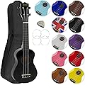 Ukulélé Soprano avec sac de transport, pic et cordes de rechange - idéal pour les écoles et les débutants, maintenant avec des cordes en fluorocarbone - Noir - Mad About SU8-BK