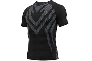 AMZSPORT Maglietta a Compressione Uomo Manica Corta T-Shirt Running Maglia Sportiva da Ciclismo Magliette Palestra Fitness
