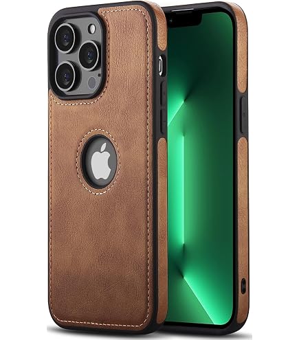 MOBESV Lederhülle Mit Logo-View Für IPhone 13 Mini – MagSafe Kompatibel, Magnetisch, Dünn & Stoßgeschützt – Farbe Braun