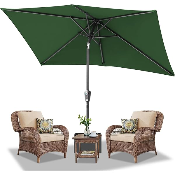 Daromigo Rechteckiger Sonnenschirm – 210x140 Cm Mit Kurbel, UV50+, 30° Knickbar & LED-Beleuchtung