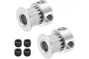 sourcing map Puleggia dentata a 16 denti, 6 mm, ruota sincrona in alluminio, argento per cintura stampante 3D, macchina CNC, confezione da 2